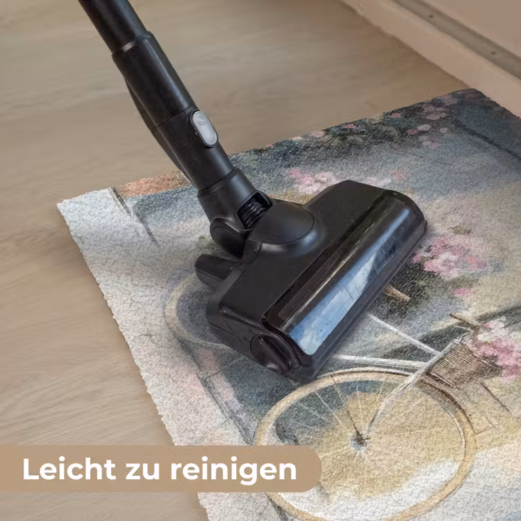 Fiets - Pastelkleuren - Bloemen Deurmat klein -reinigen_DE