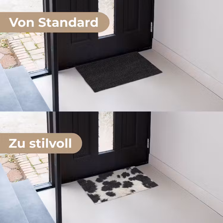 Bont - Textuur - Zwart - Wit Deurmat klein -voor-na_DE