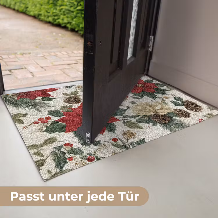 Feestelijk - Textielpatroon - Kerstbloemen - Kleurrijk Deurmat klein -USP_DE