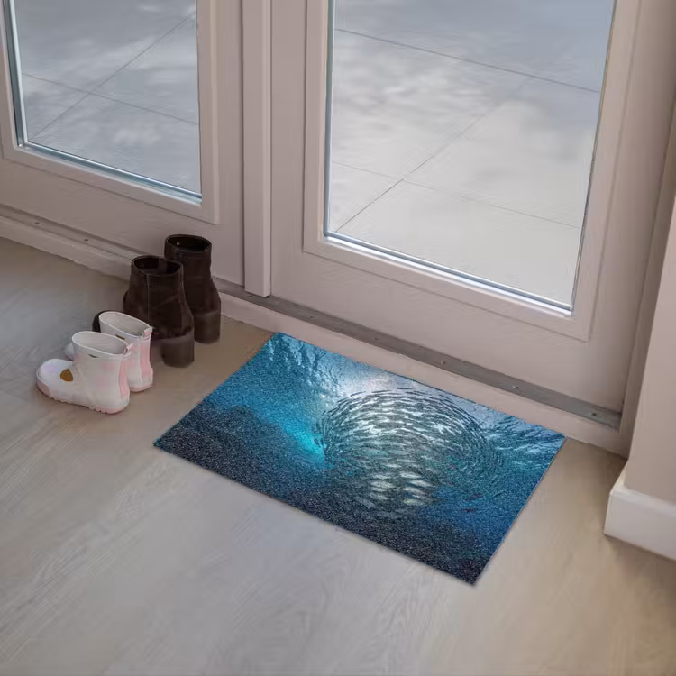Vis - School - Oceaan - Natuur - Blauw Deurmat klein -sfeer3