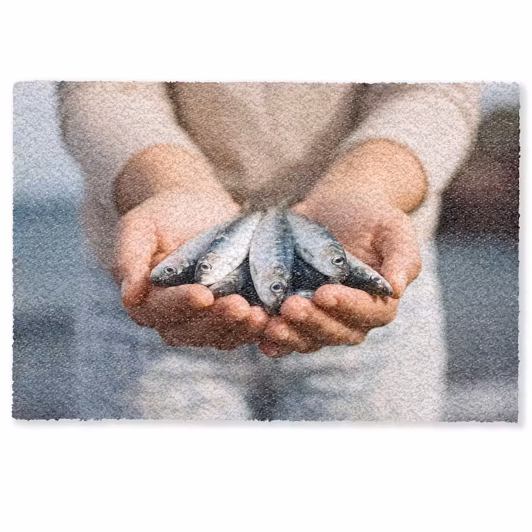 Fußmatte - Fisch – Hände – Natur - Vis - Handen - Natuur Deurmat klein