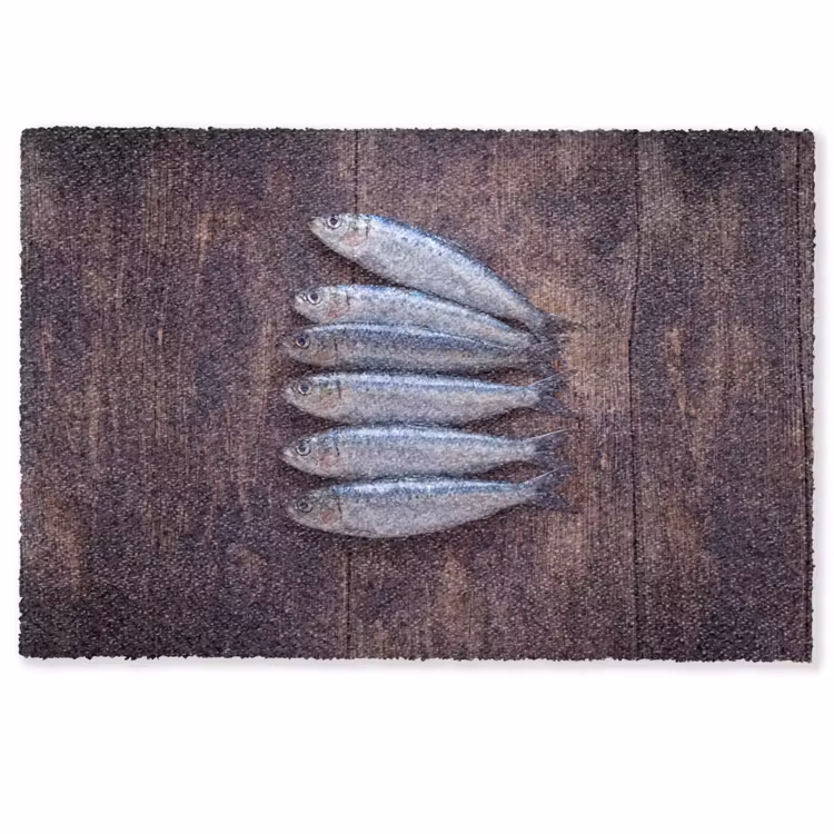 Fußmatte - Fisch – Holz – Essen - Vis - Hout - Eten Deurmat klein