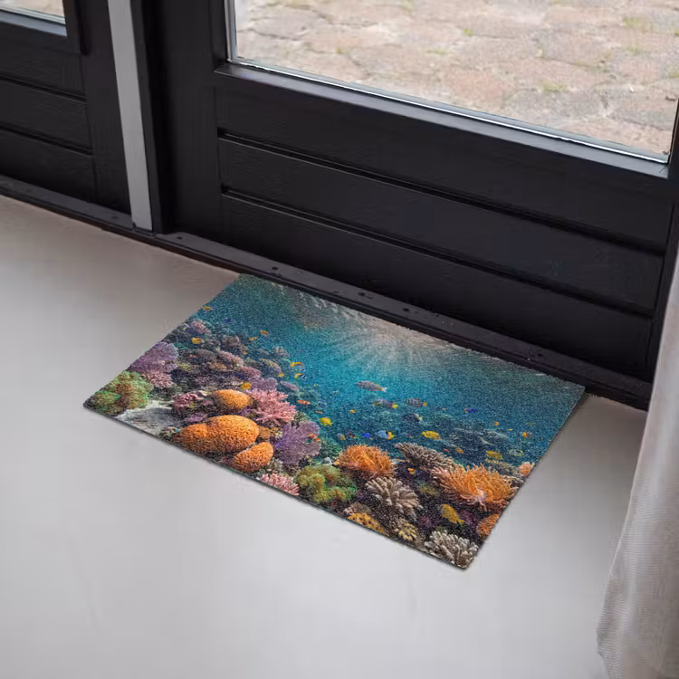 Vis - Koraal - Oceaan - Natuur - Kleurrijk Deurmat klein -sfeer2