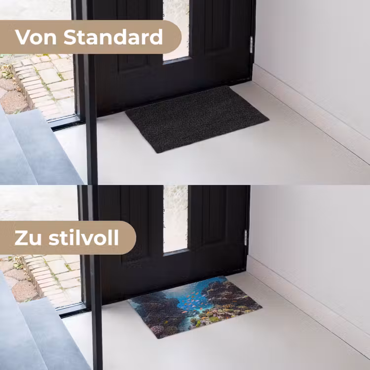 Vis - Koraalrif - Onderwater - Levendig - Blauw Deurmat klein -voor-na_DE