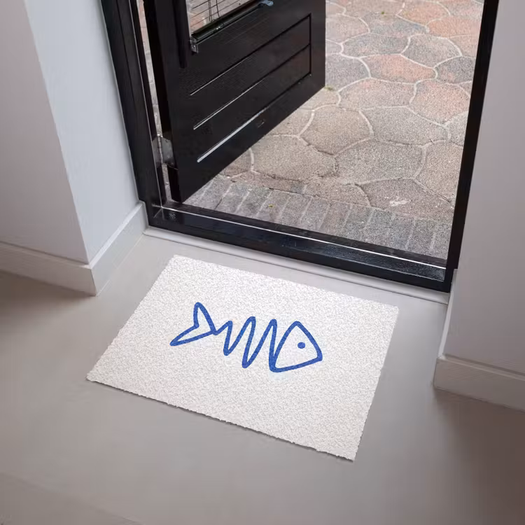 Vis - Minimalistisch - Blauw - Lijn Deurmat klein -sfeer5