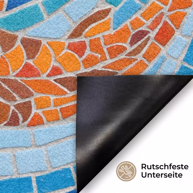 Vis - Mozaïek - Water - Decoratief - Blauw Deurmat klein -antislip_DE