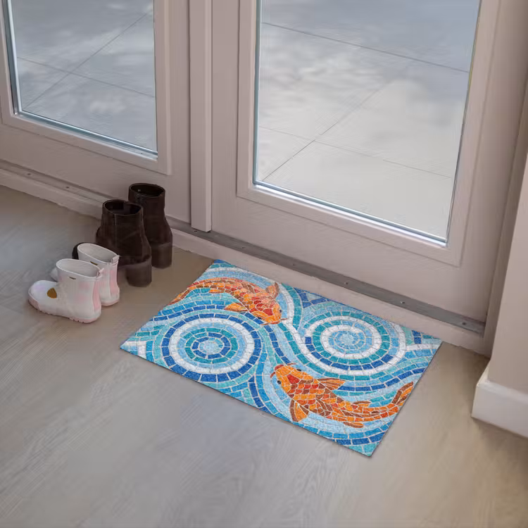 Vis - Mozaïek - Water - Decoratief - Blauw Deurmat klein -sfeer3