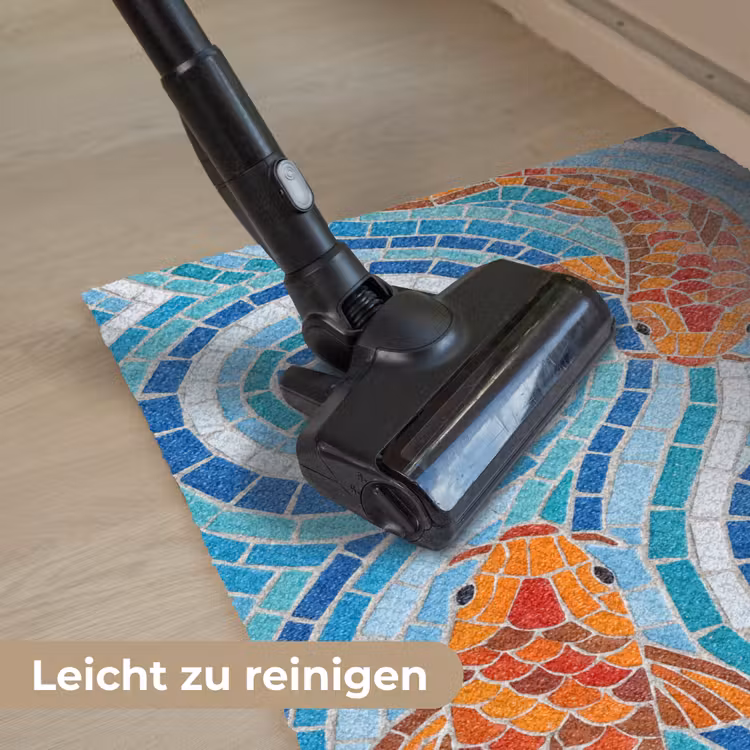 Vis - Mozaïek - Water - Decoratief - Blauw Deurmat klein -reinigen_DE
