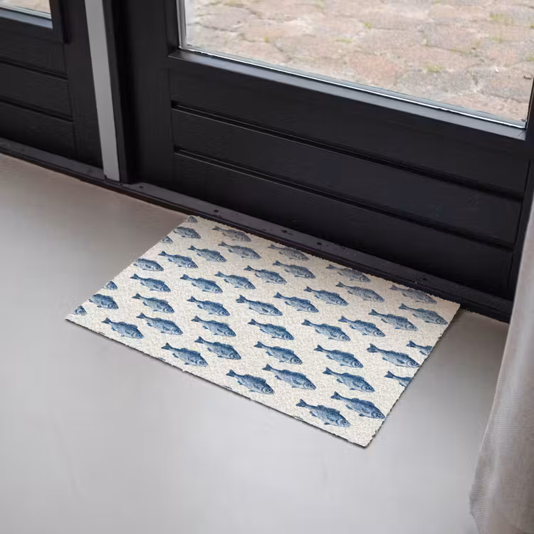 Vis - Patroon - Blauw Deurmat klein 898 -sfeer2