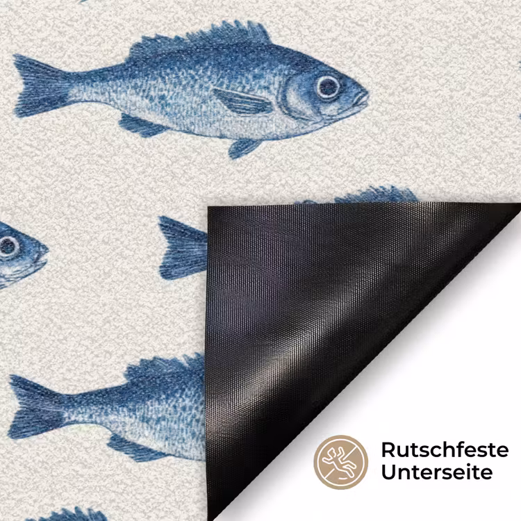 Vis - Patroon - Blauw Deurmat klein 898 -antislip_DE