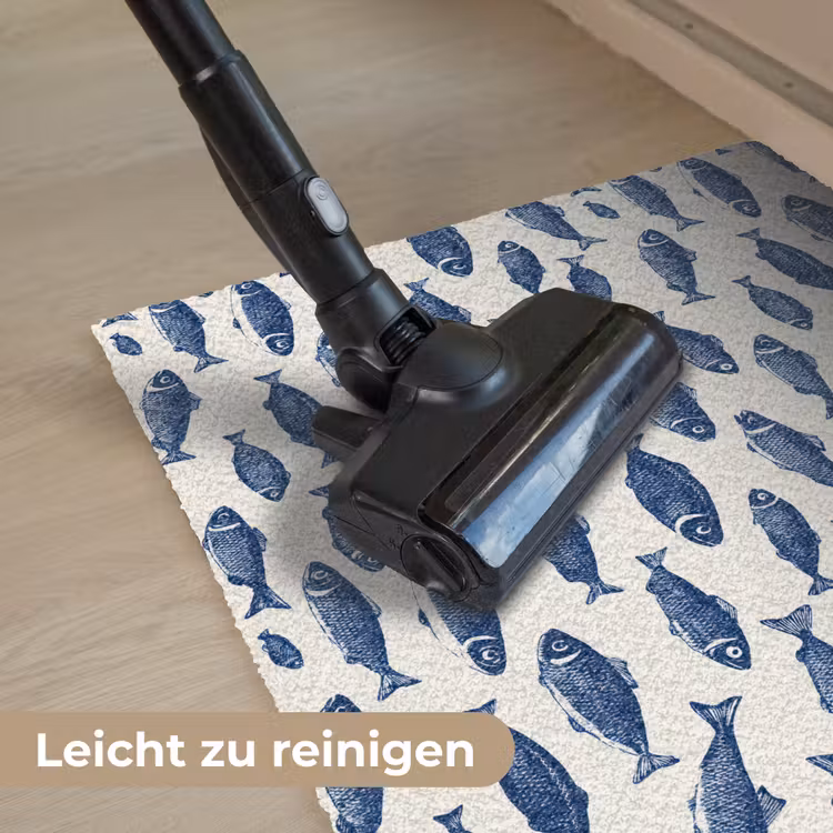 Vissen - Patroon - Blauw - Wit Deurmat klein 898 -reinigen_DE