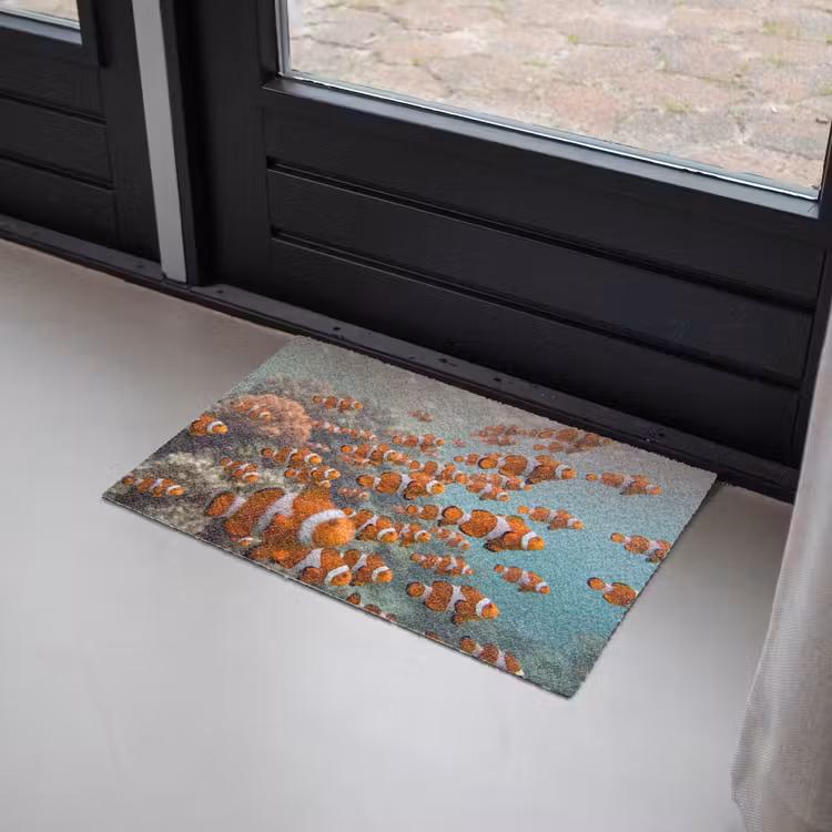 Vis - School - Onderwater - Dieren - Oranje Deurmat klein -sfeer2
