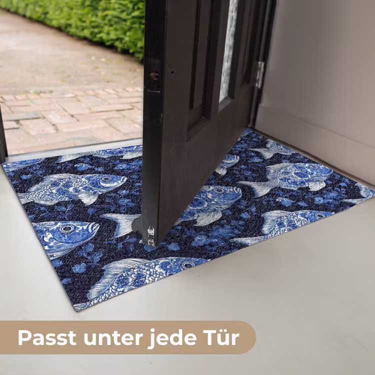 Vissen - Bloemen - Blauw Deurmat klein 898 -USP_DE