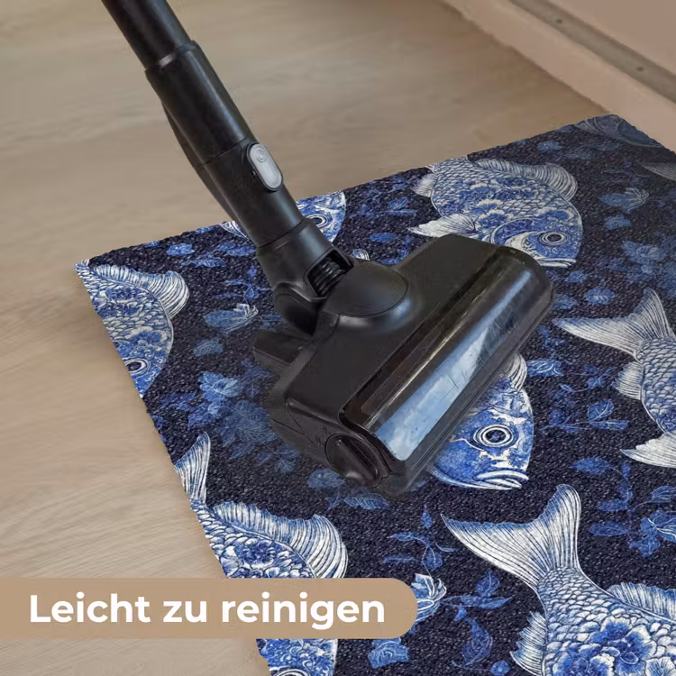 Vissen - Bloemen - Blauw Deurmat klein 898 -reinigen_DE