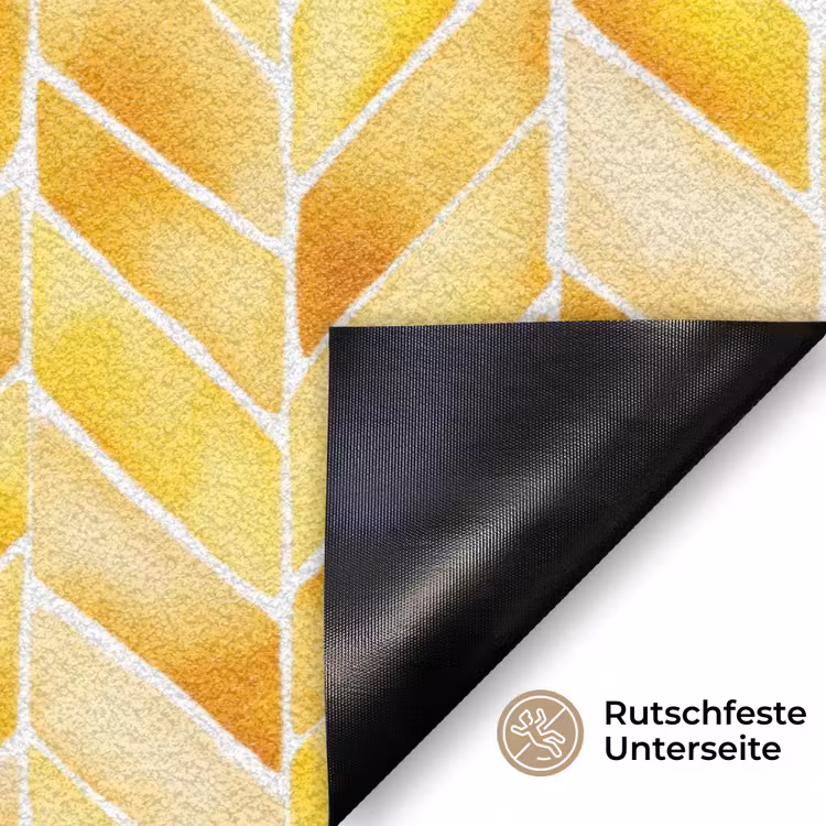 Visgraat - Aquarel - Patronen - Goudgeel Deurmat klein 898 -antislip_DE