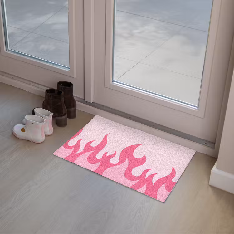 Vlammen - Patroon - Abstract - Modern - Roze Deurmat klein -sfeer3