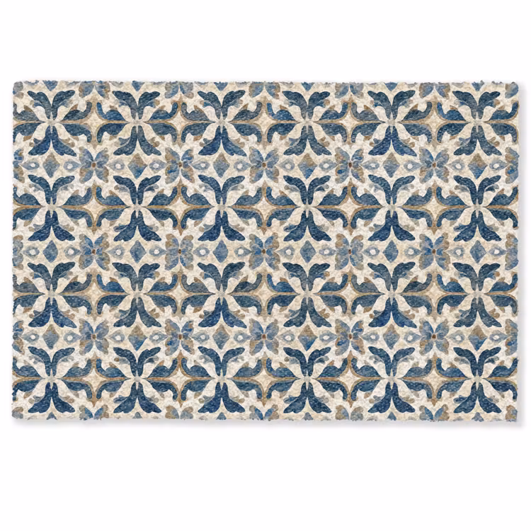 Tegel - Patroon - Blauw - Beige Deurmat klein 898 -zkaufland3d