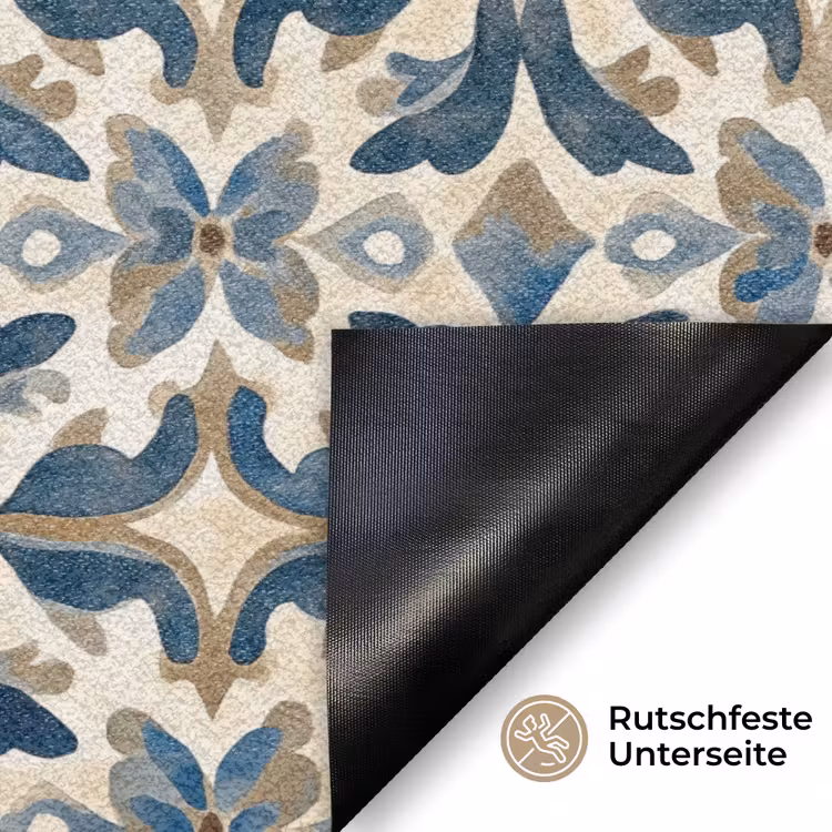 Tegel - Patroon - Blauw - Beige Deurmat klein 898 -antislip_DE