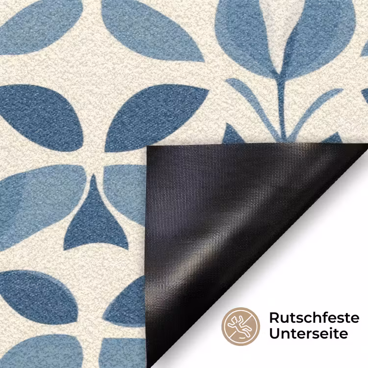 Flora - Modern - Blauw Deurmat klein 898 -antislip_DE