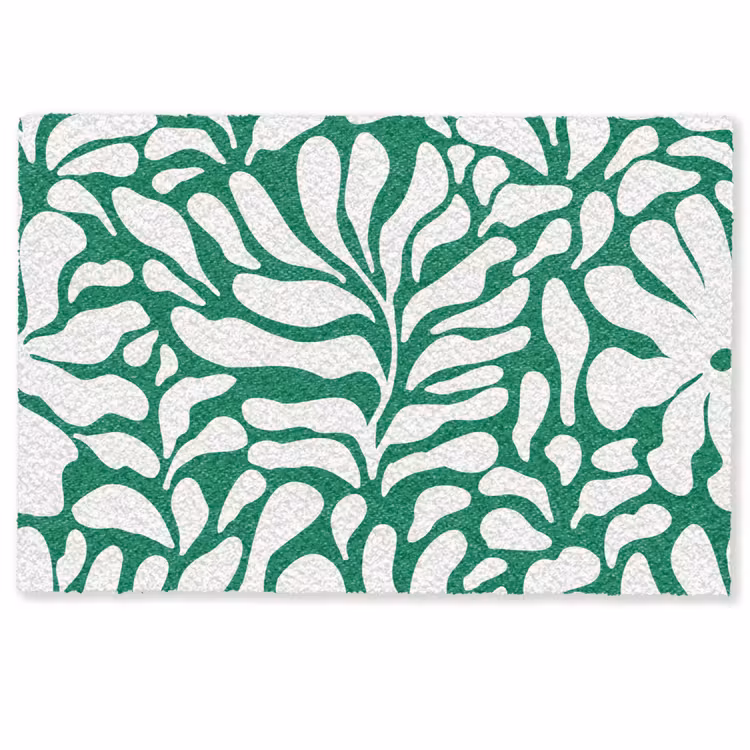 Bloemen patroon - Groen - Wit - Print Deurmat klein -zkaufland3d
