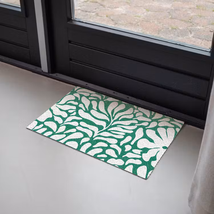Bloemen patroon - Groen - Wit - Print Deurmat klein -sfeer2