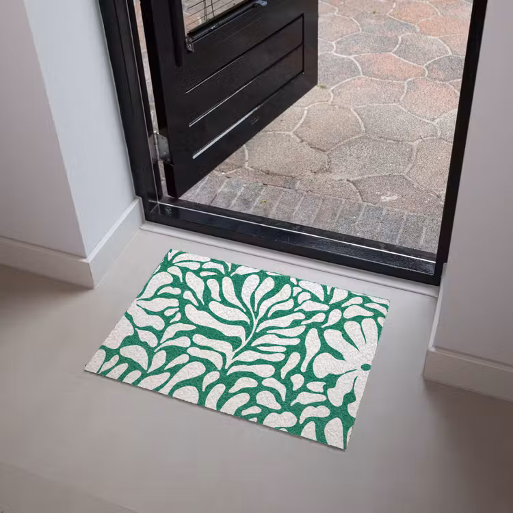 Bloemen patroon - Groen - Wit - Print Deurmat klein -sfeer5