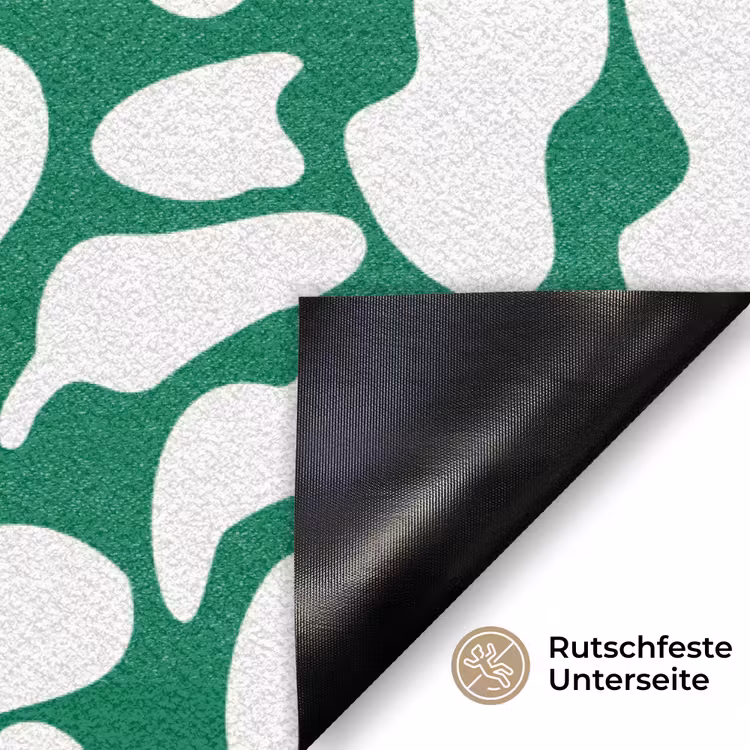 Bloemen patroon - Groen - Wit - Print Deurmat klein -antislip_DE