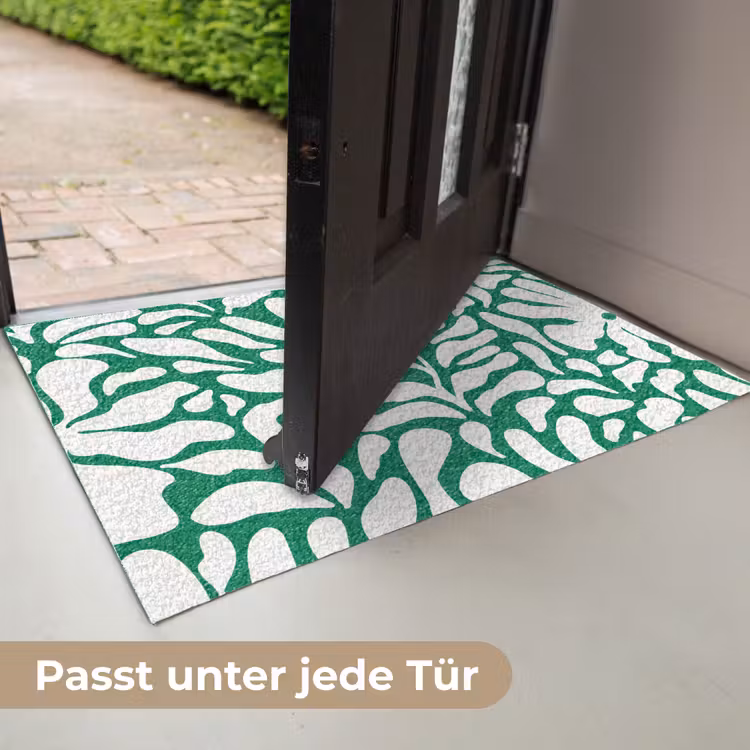 Bloemen patroon - Groen - Wit - Print Deurmat klein -USP_DE