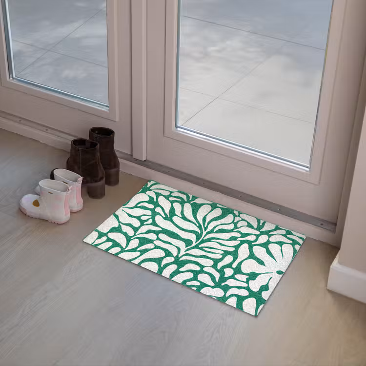Bloemen patroon - Groen - Wit - Print Deurmat klein -sfeer3