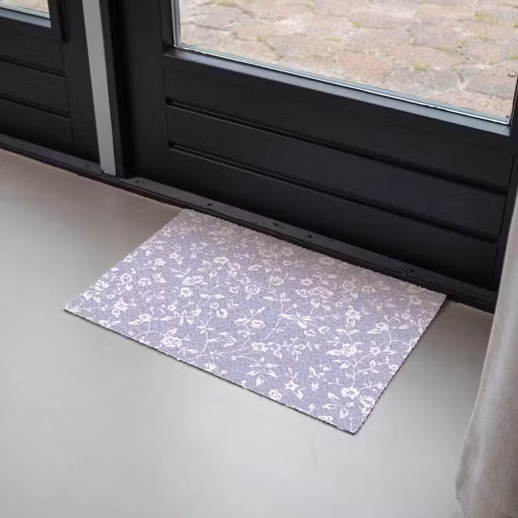 Bloemenpatroon - Paars - Wit - Bloemen Deurmat klein -sfeer2