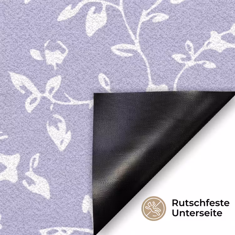 Bloemenpatroon - Paars - Wit - Bloemen Deurmat klein -antislip_DE