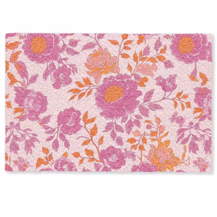 Bloemenpatroon - Roze - Oranje - Bloemen Deurmat klein -zkaufland3d
