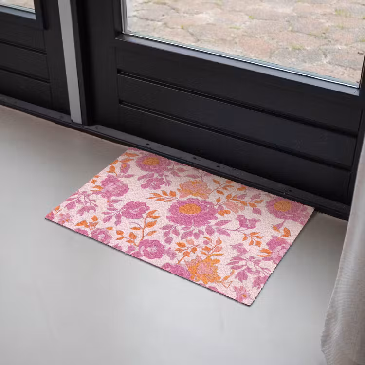 Bloemenpatroon - Roze - Oranje - Bloemen Deurmat klein -sfeer2