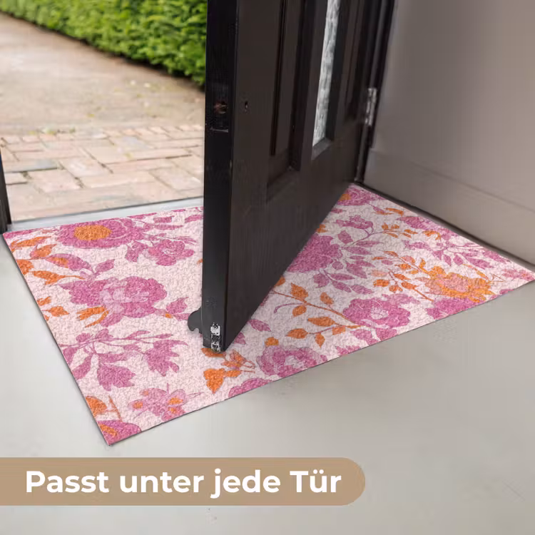 Bloemenpatroon - Roze - Oranje - Bloemen Deurmat klein -USP_DE