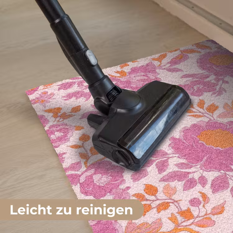 Bloemenpatroon - Roze - Oranje - Bloemen Deurmat klein -reinigen_DE