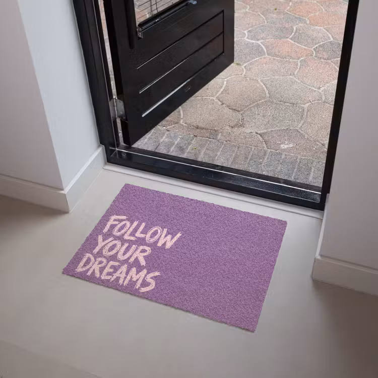 Follow your dreams - Paars - Penseeltextuur Deurmat klein -sfeer5