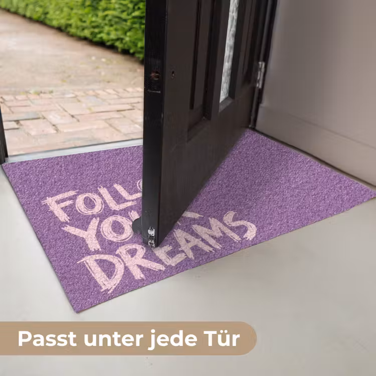 Follow your dreams - Paars - Penseeltextuur Deurmat klein -USP_DE