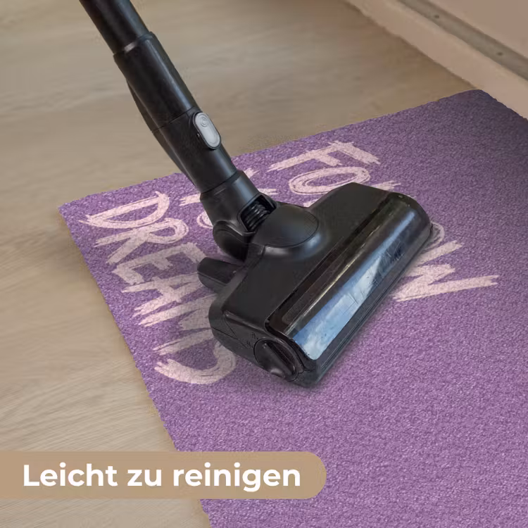 Follow your dreams - Paars - Penseeltextuur Deurmat klein -reinigen_DE