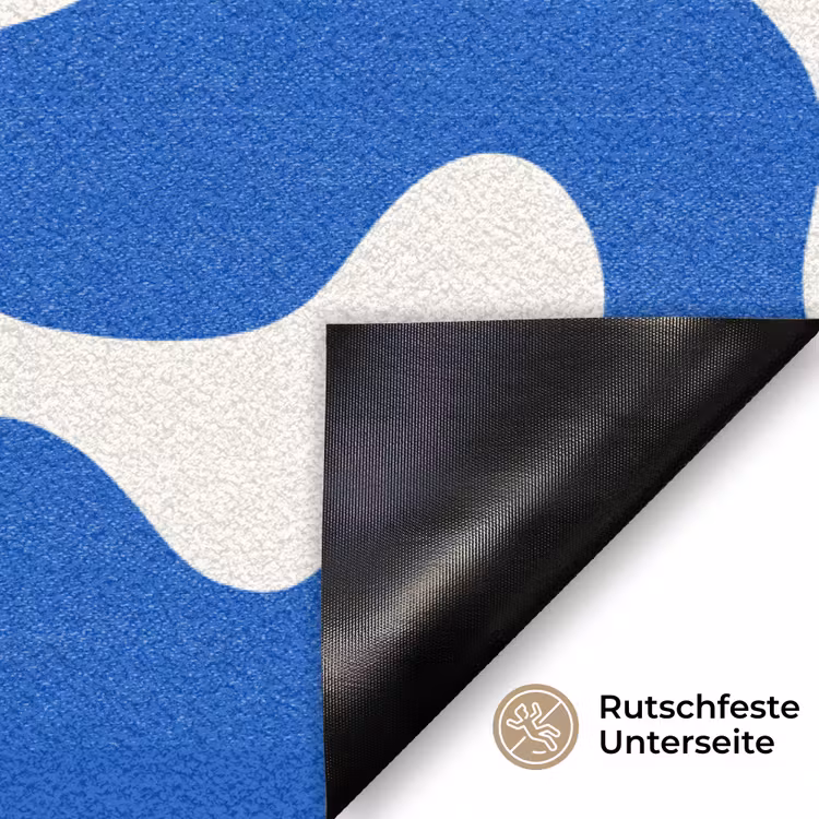Vormen - Abstract - Blauw - Golven Deurmat klein -antislip_DE