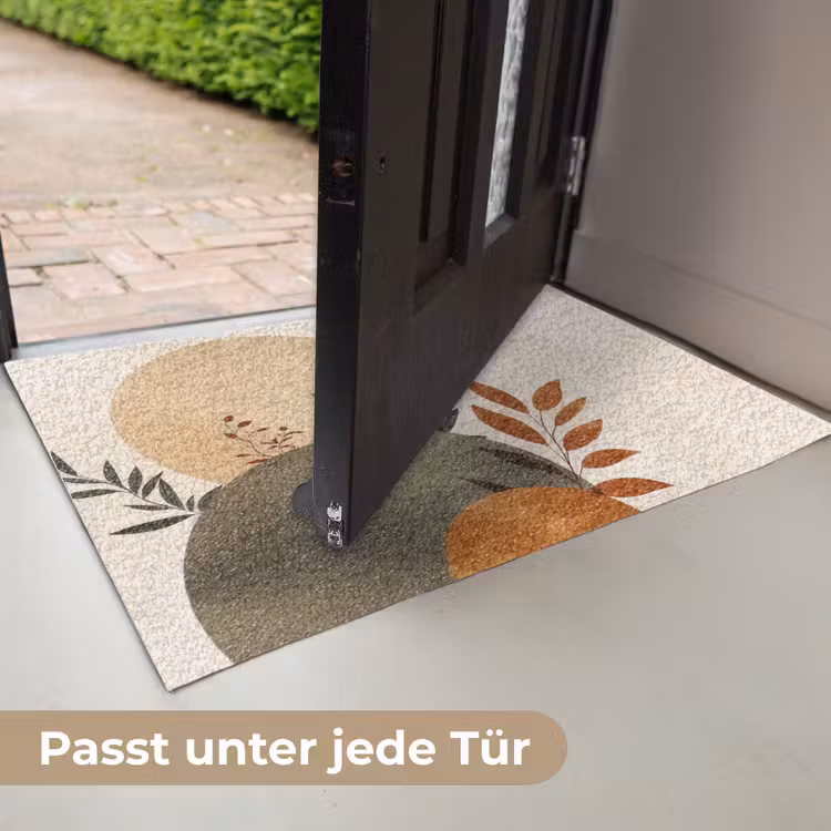 Vormen - Rond - Bladeren - Beige Deurmat klein -USP_DE