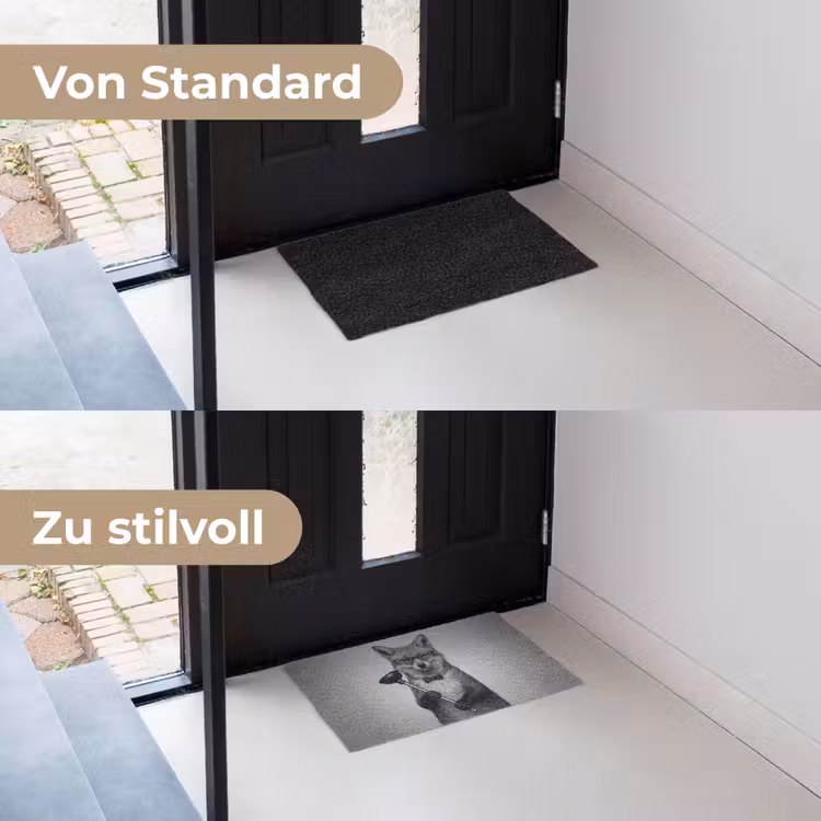 Vos - WC-ontstopper - Zwart - Wit Deurmat klein -voor-na_DE