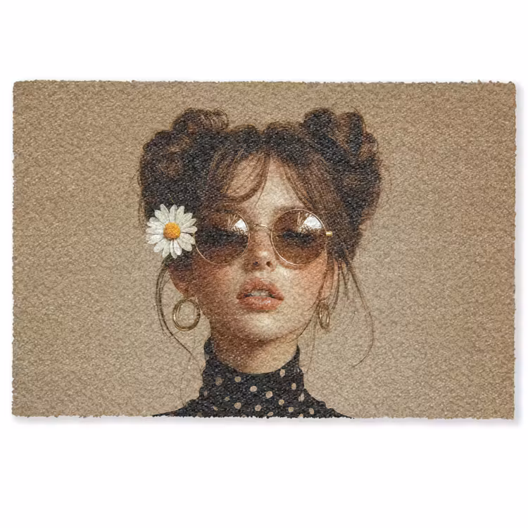 Vrouw - Beige - Bloem - Modern - Portret Deurmat klein -zkaufland3d