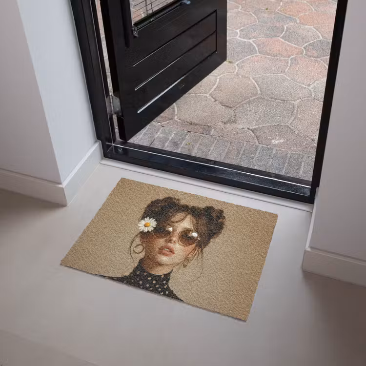 Vrouw - Beige - Bloem - Modern - Portret Deurmat klein -sfeer5
