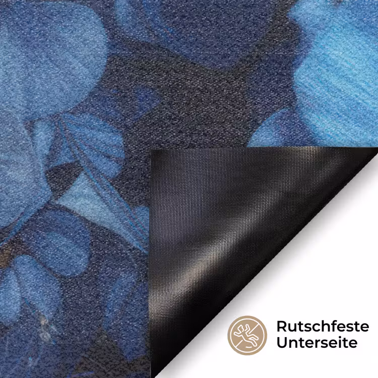 Vrouw - Blauw - Bloemen - Vlinders - Natuur Deurmat klein -antislip_DE
