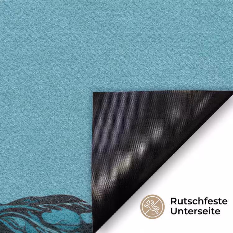 Vrouw - Blauw - Vlinder - Bloemen - Aesthetic Deurmat klein -antislip_DE