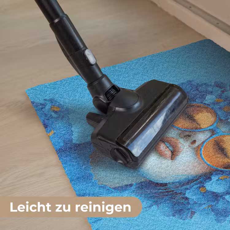 Vrouw - Bloem - Blauw - Modern - Bril - Portret Deurmat klein -reinigen_DE
