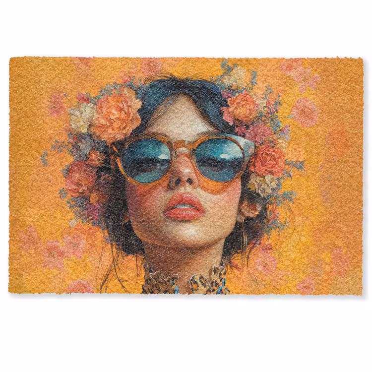 Vrouw - Bloemen - Aesthetic - Oranje Deurmat klein -zkaufland3d