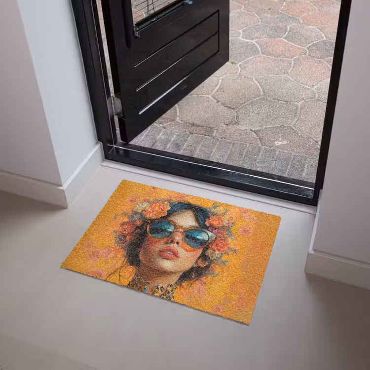 Vrouw - Bloemen - Aesthetic - Oranje Deurmat klein -sfeer5