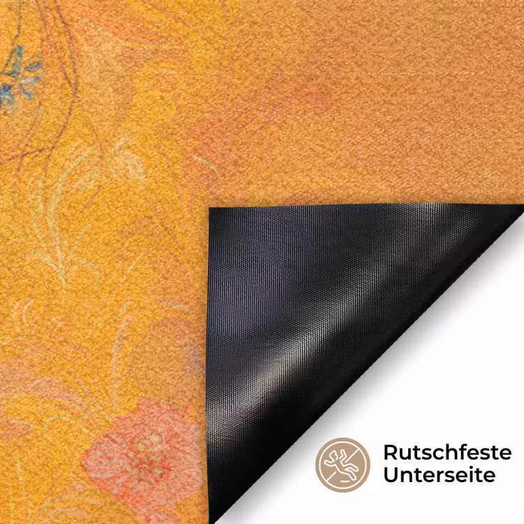 Vrouw - Bloemen - Aesthetic - Oranje Deurmat klein -antislip_DE