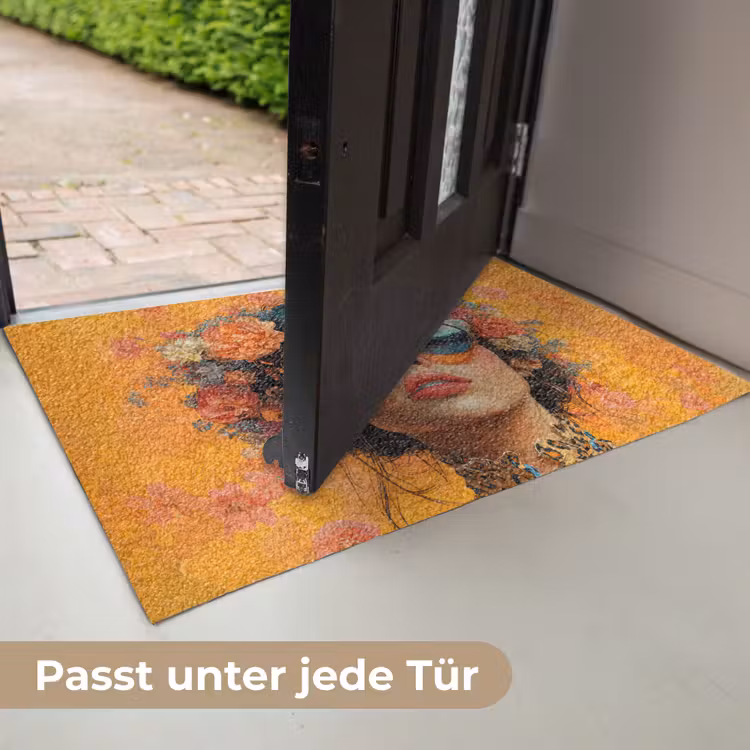 Vrouw - Bloemen - Aesthetic - Oranje Deurmat klein -USP_DE